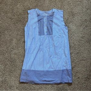 NWT LOFT cotton button up sleeveless blue stripped sundress, Size Large Petite
